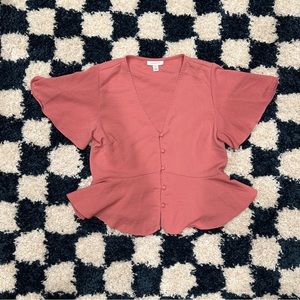 Topshop Dusty Rose Peplum Top Size 4